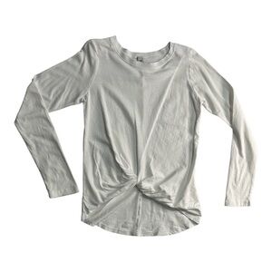 Z By Zella Front Twist White Long Sleeve Tee Size L